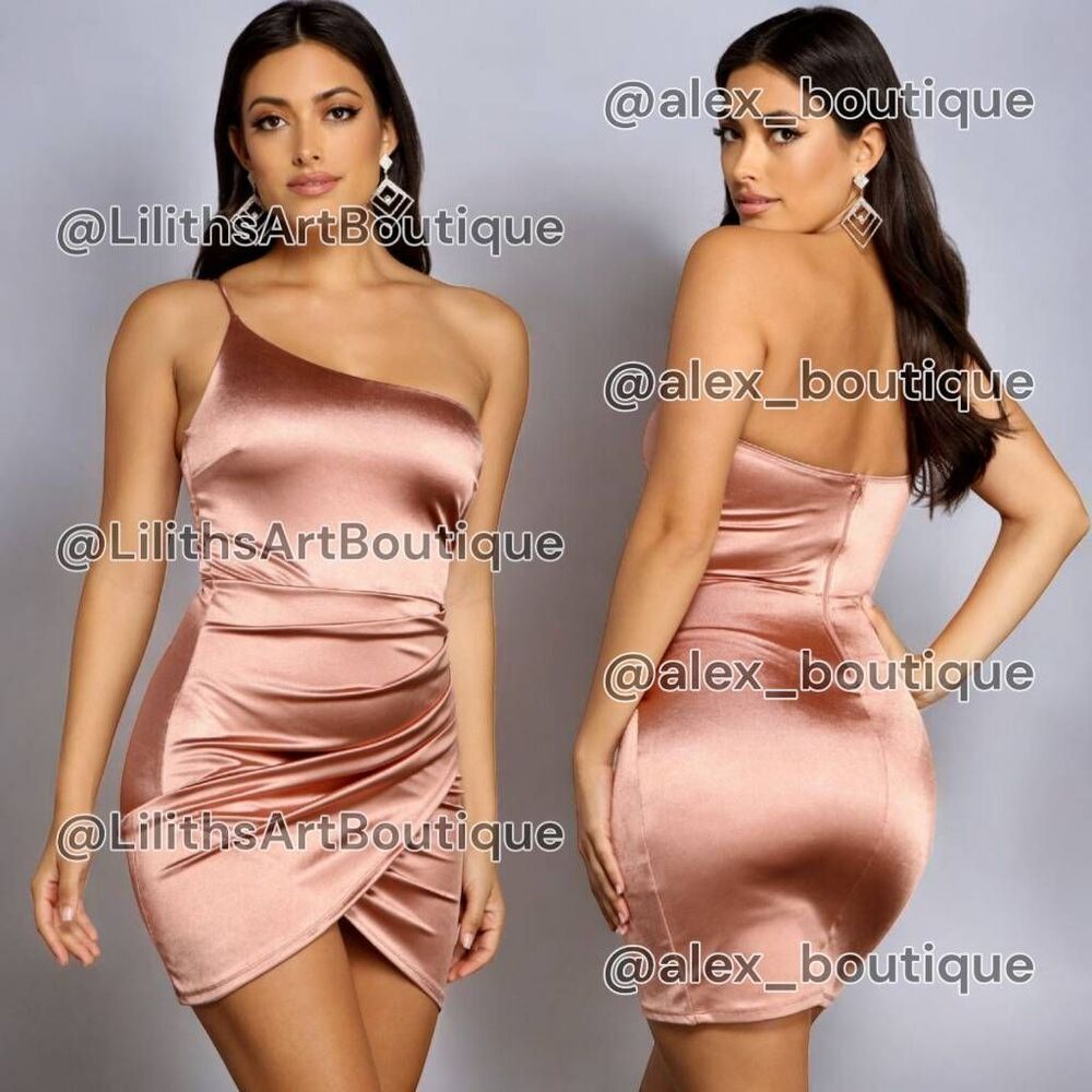 Windsor One-Shoulder Stain Bodycon Dress(C021)-Size S for Women
